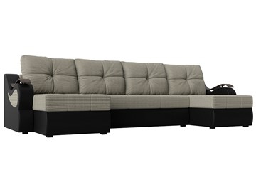 П-образный диван Меркурий П, Корфу 02 (рогожка)/черный (экокожа) в Сарапуле