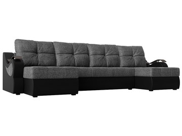 П-образный диван Меркурий П, Серый/черный (рогожка/экокожа) в Сарапуле