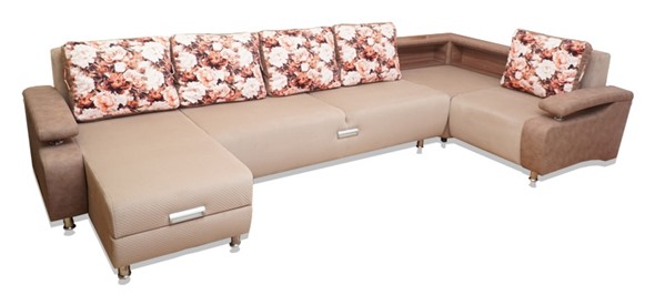 П-образный диван Престиж-15 люкс с полкой в Сарапуле - изображение