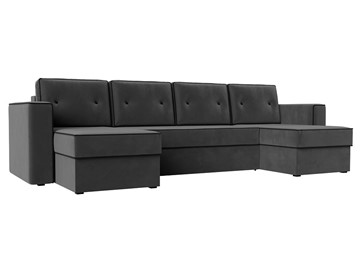 П-образный диван Принстон, Серый\Черный (Велюр) боннель в Сарапуле