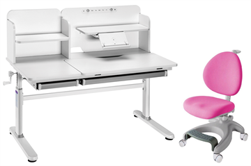 Комплект парта + кресло Iris II Grey + Cielo Pink + чехол для кресла в подарок в Сарапуле