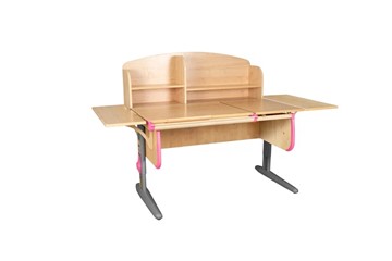 Детский стол-трансформер 1/75-40 (СУТ.25) + Polka_b 1/550 (2 шт.) + Polka_n 1/1200 бежевый/серый/розовый в Сарапуле