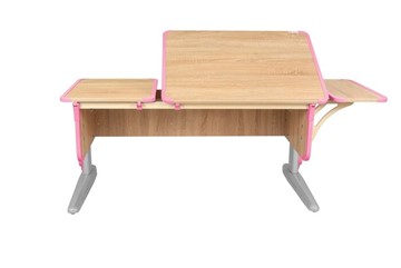 Детский стол-трансформер 4/75-40 (СУТ.42)  + Polka_b 4/550 Дуб сонома/серый/розовый в Сарапуле