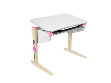 Детский стол-трансформер 5/100 (СУТ. 46) Белый/Бежевый/Розовый с лотком в Сарапуле