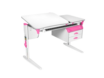 Детский стол-трансформер 5/75-40 СУТ.45 с лотком+ Tumba 3  Рамух белый/белый/розовый в Сарапуле