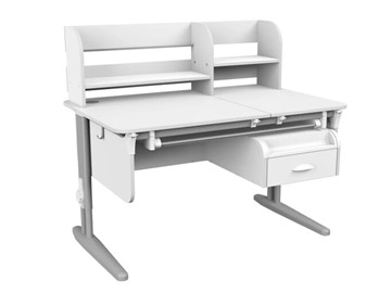 Детский стол-трансформер Lp/70-45 (СУТ.62 PRO) + Tumba 8 с лотком белый/серый/белый в Глазове