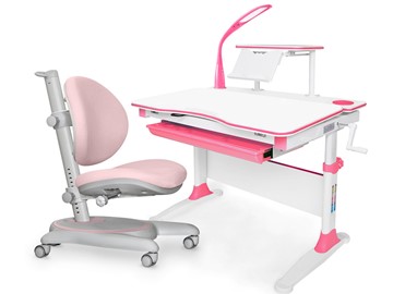 Растущая парта + стул Комплект Mealux EVO Evo-30 PN (арт. Evo-30 PN + Y-508 KP), серый, розовый в Глазове