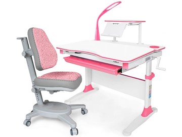 Растущая парта + стул Комплект Mealux EVO Evo-30 BL (арт. Evo-30 BL + Y-115 KBL), серый, розовый в Сарапуле