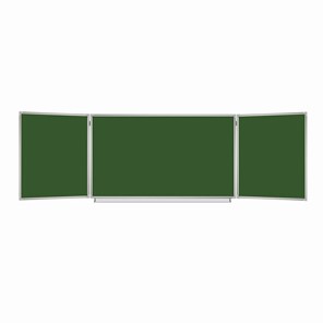 Доска для мела магнитная 3-х элементная 100х150/300 см, 5 рабочих поверхностей, зеленая, BRAUBERG, 231707 в Сарапуле